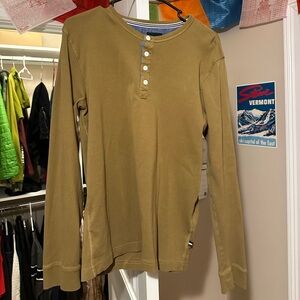 Lindbergh olive henley long sleeve shirt Men’s L EU